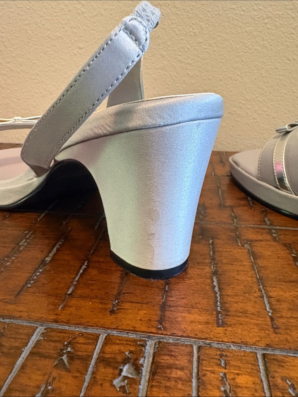Unlisted by Kenneth Cole Silver Slingback Sandal Heels with Bow Detail - Picture 9 of 11
